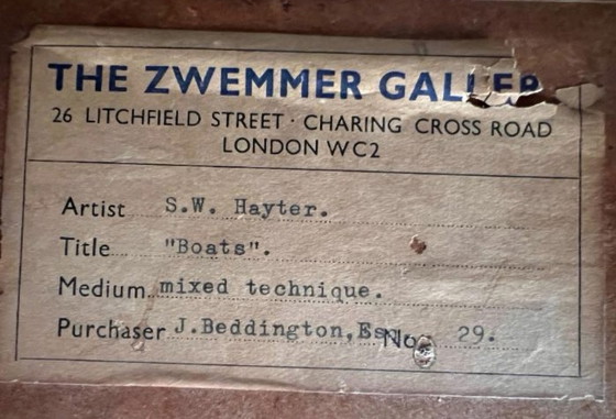 Image 1 of Stanley William Hayter. Engländer, 1901 - 1988. Boote 1957, Kupferstich. Radierung, 2/5