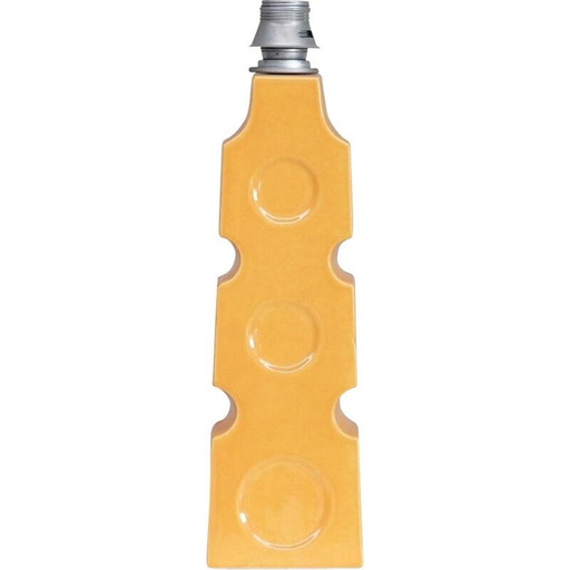 Einfache poppige Vintage-Tischlampe aus gelber Keramik, Belgien 1970