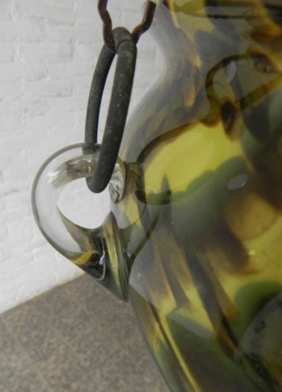 Image 1 of Vintage Hängelampe mit großer Glasschale mit Ketten