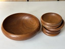 Erdnuss-Set aus Teakholz 70s