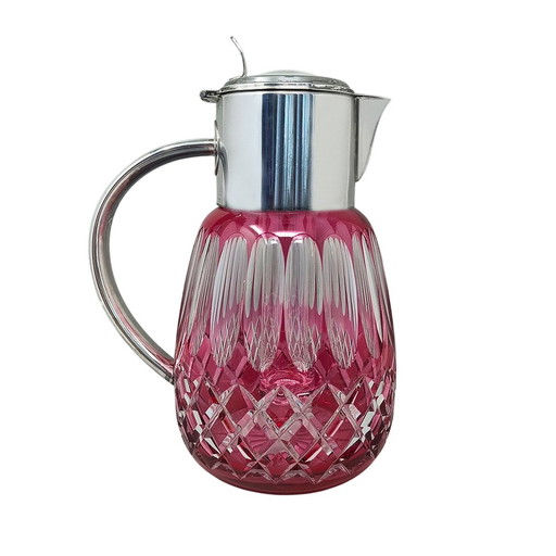 1960er Jahre Gorgeous Red Bohemian Schliff Kristallglas Krug. Hergestellt in Italien