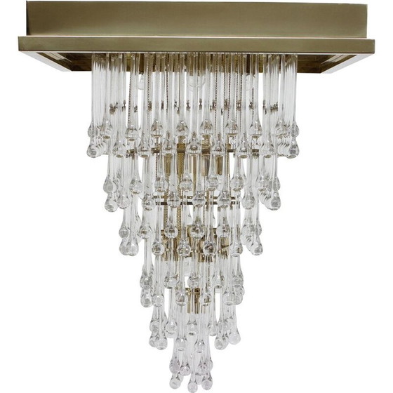 Image 1 of Vintage Glas und Messing Kronleuchter Italien 1970er