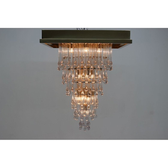 Image 1 of Vintage Glas und Messing Kronleuchter Italien 1970er