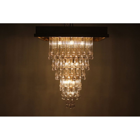 Image 1 of Vintage Glas und Messing Kronleuchter Italien 1970er