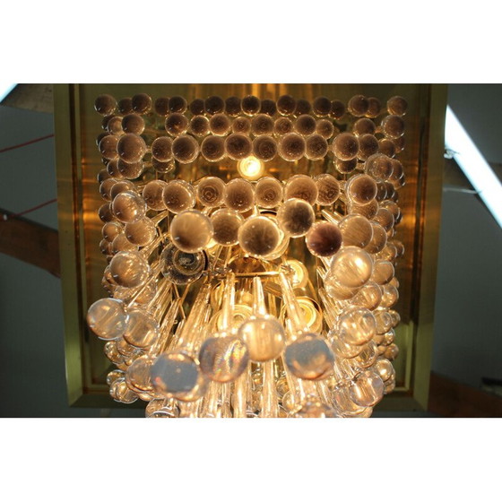 Image 1 of Vintage Glas und Messing Kronleuchter Italien 1970er