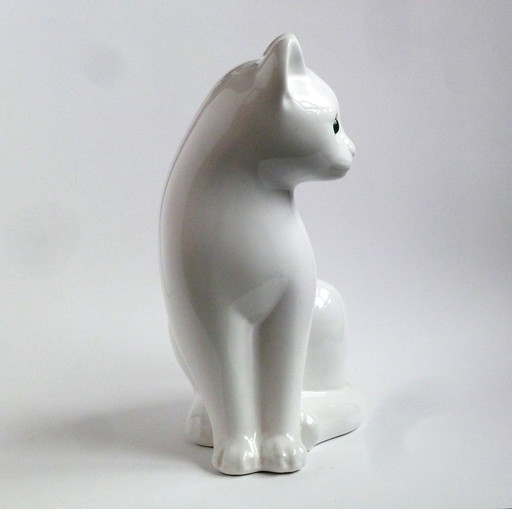 Weißer Panzer aus Keramik mit Glasaugen Elpa Alcobaça, Portugal