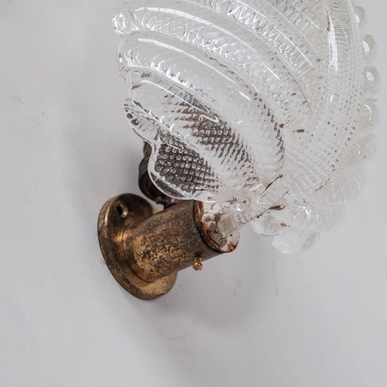 Image 1 of Satz von 3 Wandlampen aus Muranoglas und Messing, Italien 1960er Jahre