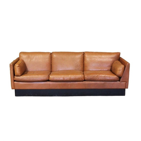 Image 1 of Skandinavisches asymmetrisches Vintage-Sofa aus braunem Leder