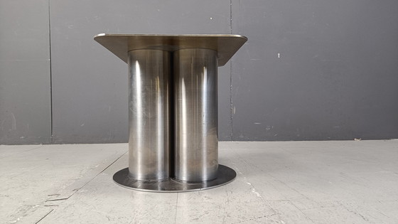 Image 1 of Brutalistischer Beistelltisch aus geätztem Metall, 1970er Jahre