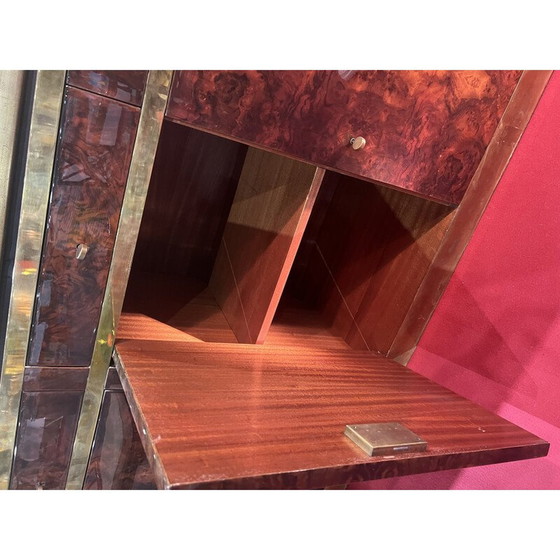 Image 1 of Vintage-Anrichte aus Messing und Vergrößerungsglas von Jean-Claude Mahay, 1970