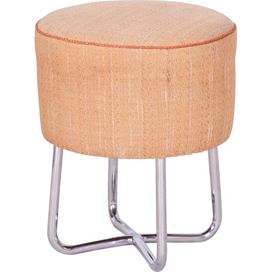 Image 1 of Vintage Bauhaus Hocker aus Chromstahl, Tschechoslowakei 1930