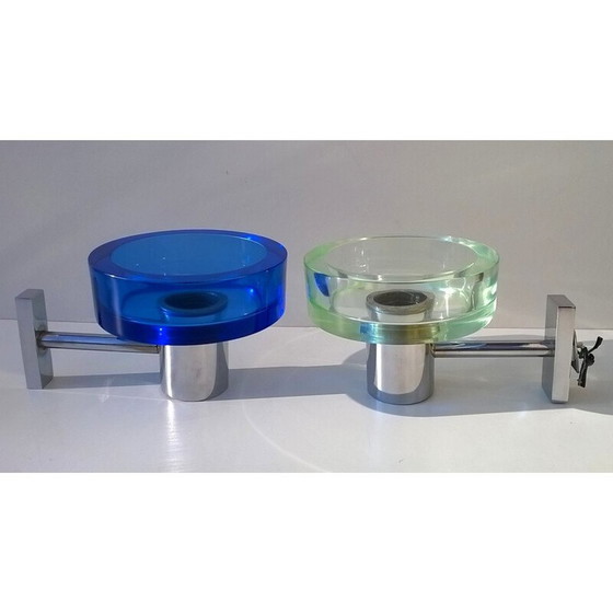 Image 1 of Wandleuchten aus Muranoglas von Flavio POLI für Seguso, 1970, bestehend aus zwei Stück