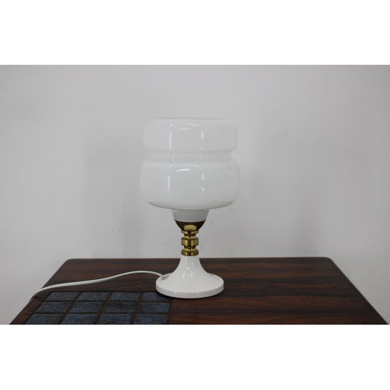 Image 1 of Vintage Tischlampe aus Metall, Milchglas und Messing, Tschechoslowakei 1980