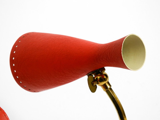 Image 1 of Paar schöne rote Mid Century Modern Diabolo Crow's Foot Tischlampen von Cosack