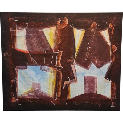 Vintage-Gemälde Öl auf Leinwand, 1980