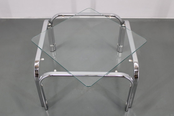 Image 1 of Italienischer quadratischer Couchtisch aus Glas, 1970er Jahre