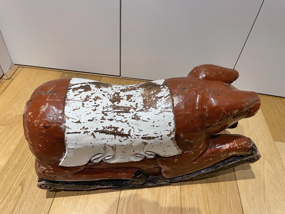 Image 1 of Antikes Hobble-Schwein aus dem frühen 20. Indonesisches, handgefertigtes Unikat.