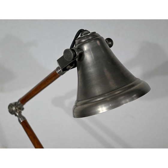 Image 1 of Vintage-Lampe mit beweglichem Arm aus Metall und Holz, 1920