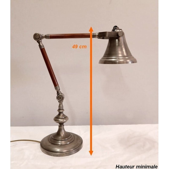 Image 1 of Vintage-Lampe mit beweglichem Arm aus Metall und Holz, 1920
