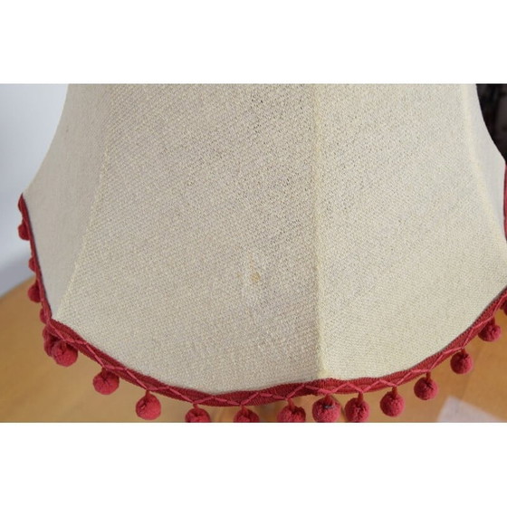 Image 1 of Vintage Tischlampe aus Holz und Stoff, Tschechoslowakei 1970