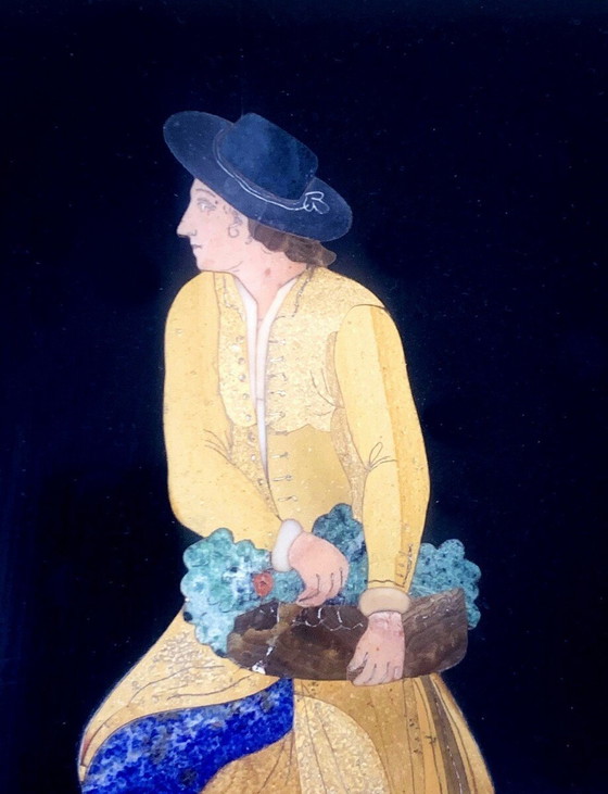 Image 1 of  Paar kleine Porträts in Mikro-Marmor-Einlegearbeiten