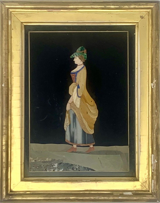 Image 1 of  Paar kleine Porträts in Mikro-Marmor-Einlegearbeiten