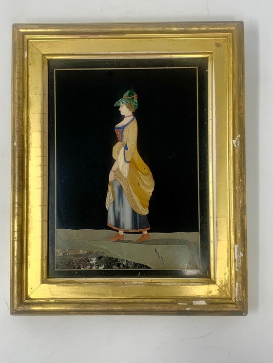 Image 1 of  Paar kleine Porträts in Mikro-Marmor-Einlegearbeiten