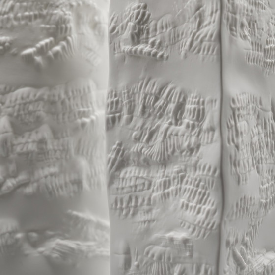 Image 1 of Hutschenreuther Bisque Porzellan Vase Duo Fein Weiß Matt Abstrakt Relief Mcm