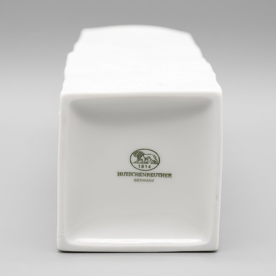 Image 1 of Hutschenreuther Bisque Porzellan Vase Duo Fein Weiß Matt Abstrakt Relief Mcm