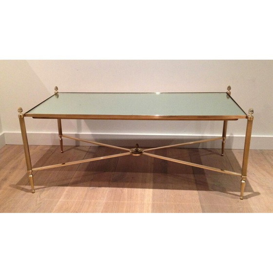 Image 1 of Couchtisch im neoklassischen Stil aus Messing und Glas, 1940