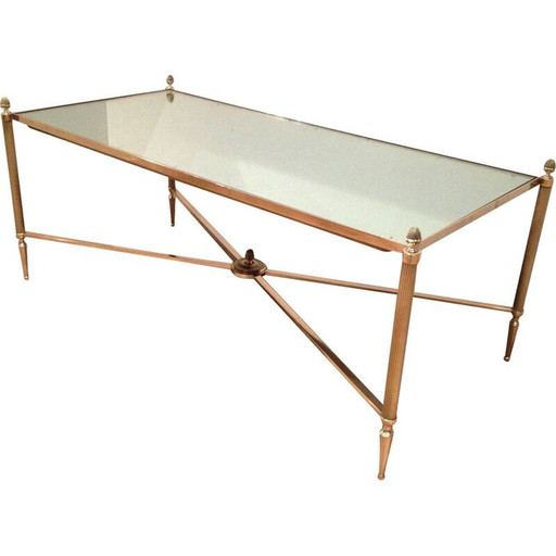 Couchtisch im neoklassischen Stil aus Messing und Glas, 1940