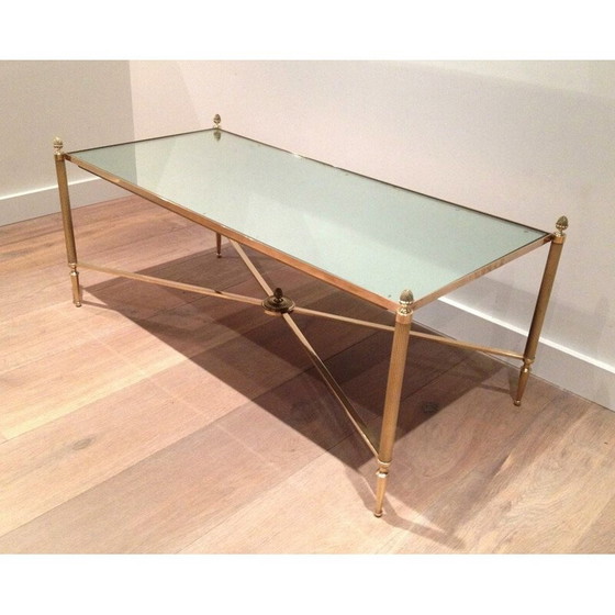 Image 1 of Couchtisch im neoklassischen Stil aus Messing und Glas, 1940