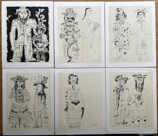 Mascaras (Die Masken), Rene Portocarrero Complete Portfolio Of 12 Prints (Cuban Art).