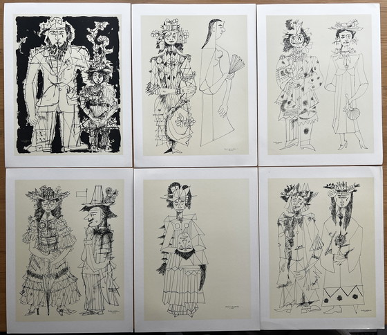Image 1 of Mascaras (Die Masken), Rene Portocarrero Complete Portfolio Of 12 Prints (Cuban Art).