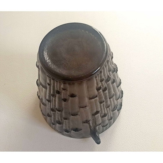 Image 1 of Eiskübel aus schwarzem Rauchglas mit Reliefs, 1950