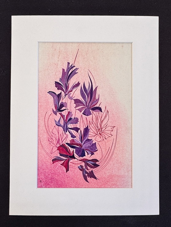 Image 1 of Eugene Eechaut 1928-2019 Paar Wunderschöne Abstrakte Blumengemälde / Galerie Pfeiffer Brüssel