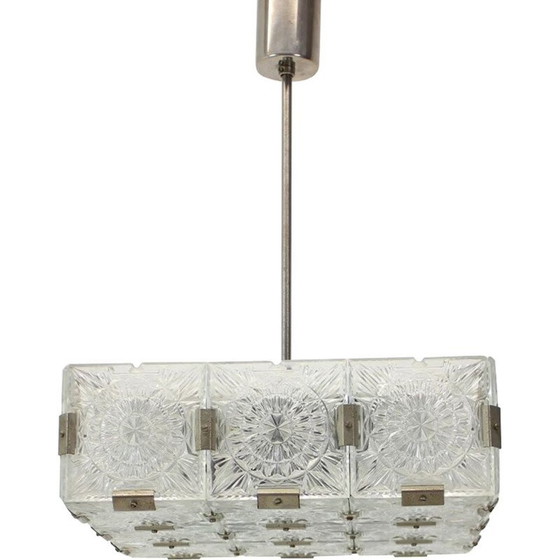 Image 1 of Vintage-Kronleuchter aus Metall und Glas von Kamenický Šenov für Preciosa, Tschechoslowakei 1970