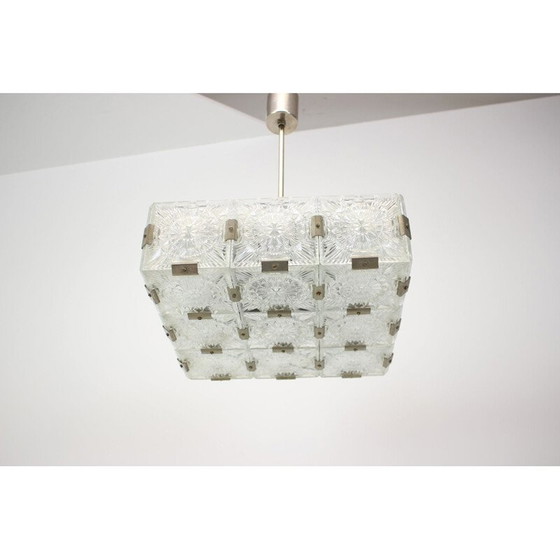 Image 1 of Vintage-Kronleuchter aus Metall und Glas von Kamenický Šenov für Preciosa, Tschechoslowakei 1970