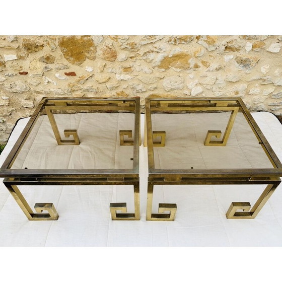 Image 1 of Ein Paar Beistelltische aus Messing und Glas, Italien 1970