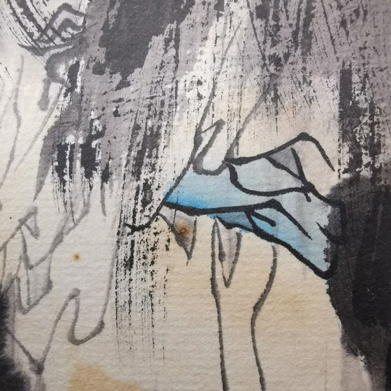 Image 1 of Chinesischer Spiegel, geformt mit geschnitzten Blumen und Zweigen