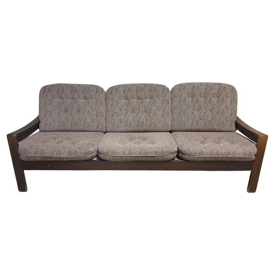 Image 1 of Paar 3-Sitzer-Sofas aus Buchenholz und Stoff, 1980