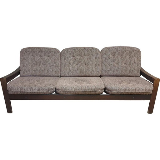 Paar 3-Sitzer-Sofas aus Buchenholz und Stoff, 1980