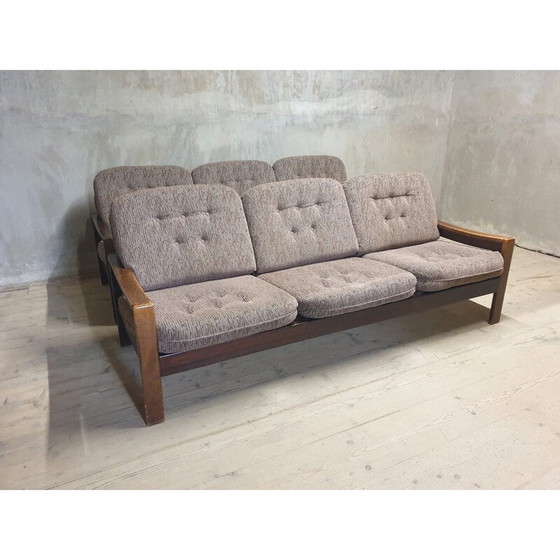 Image 1 of Paar 3-Sitzer-Sofas aus Buchenholz und Stoff, 1980