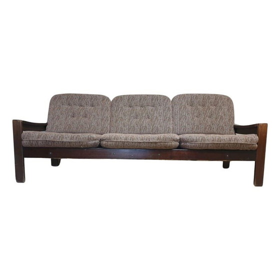 Image 1 of Paar 3-Sitzer-Sofas aus Buchenholz und Stoff, 1980