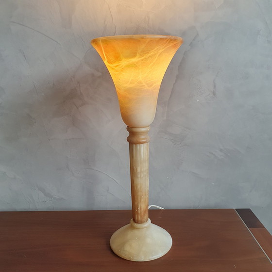 Image 1 of Spanische Alabaster-Tischlampe aus Santa Rita 1970er Jahre