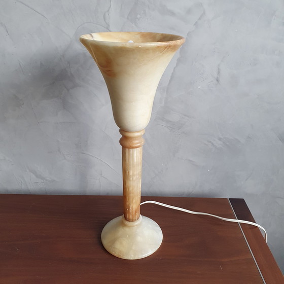 Image 1 of Spanische Alabaster-Tischlampe aus Santa Rita 1970er Jahre