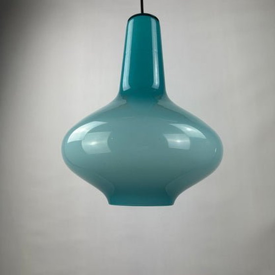 Image 1 of  Venini Pendelleuchte von Massimo Vignelli - Hellblaues Glas, 1950
