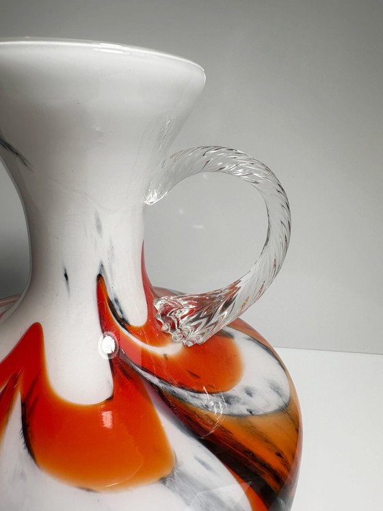 Image 1 of Vintage Carlo Moretti Henkelvase Opalina Fiorentina Glas Vase 1970Er Mid Century