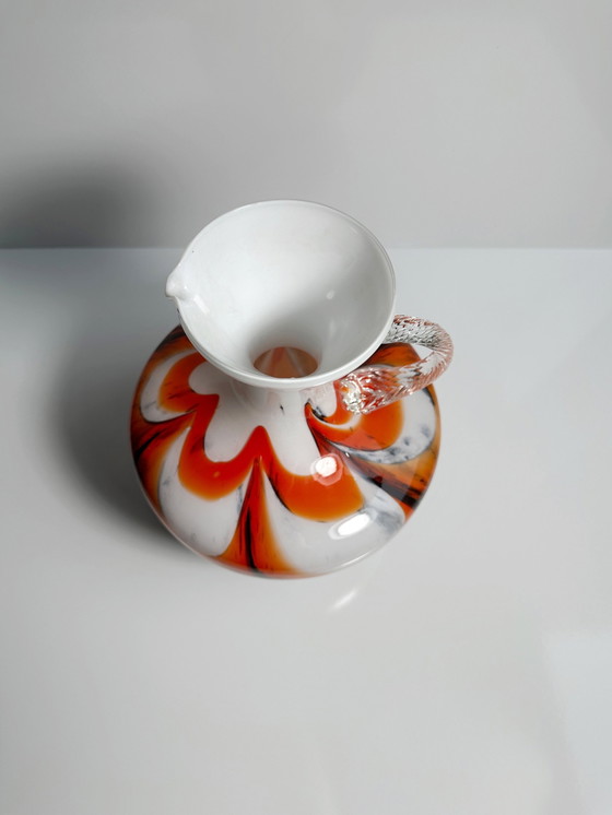 Image 1 of Vintage Carlo Moretti Henkelvase Opalina Fiorentina Glas Vase 1970Er Mid Century