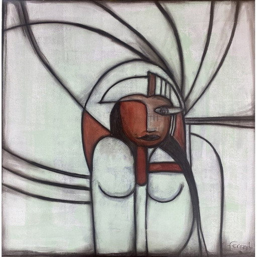 Vintage Maya-Gemälde von André Ferrand